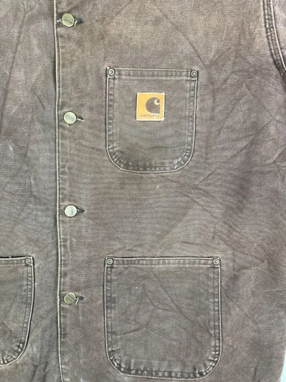 Vintage Carhartt Men 2XL Made in USA Sandstone Chore Coat Brown C58 CHT Blanket - Picture 3 of 11